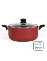 Puodas su stiklo dangčiu Livoo MEP151R Premier Chef, 28 cm, aliuminis, neprisvylanti danga, raudonas