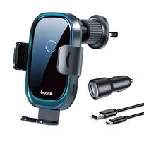 AUTOMATINIS telefono laikiklis į ventiliacijos groteles su greituoju 15W Qi belaidžiu įkrovikliu