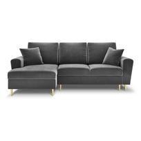Šviesiai pilkos spalvos iš velveto sulankstoma/su sandėliavimo vieta kampinė sofa (su kairiuoju kampu/su gultu) Kyoto – Cosmopolitan Design