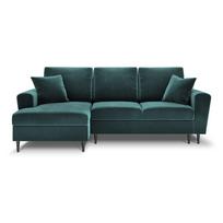 Smaragdinės spalvos iš velveto sulankstoma/su sandėliavimo vieta kampinė sofa (su kairiuoju kampu/su gultu) Kyoto – Cosmopolitan Design