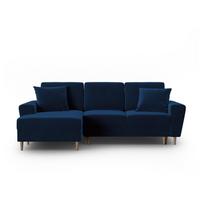 Mėlynos spalvos iš velveto sulankstoma/su sandėliavimo vieta kampinė sofa (su kairiuoju kampu/su gultu) Kyoto – Cosmopolitan Design