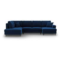 Mėlynos spalvos iš velveto sulankstoma/su sandėliavimo vieta kampinė sofa (su kairiuoju kampu/„U“ formos) Kyoto – Cosmopolitan Design