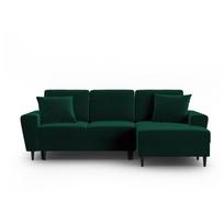Žalios spalvos iš velveto sulankstoma/su sandėliavimo vieta kampinė sofa (su dešiniuoju kampu/su gultu) Kyoto – Cosmopolitan Design