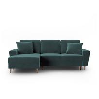 Smaragdinės spalvos iš velveto sulankstoma/su sandėliavimo vieta kampinė sofa (su kairiuoju kampu/su gultu) Kyoto – Cosmopolitan Design
