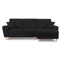 Juodos spalvos iš boucle sulankstoma/su sandėliavimo vieta kampinė sofa (su dešiniuoju kampu/su gultu) Kyoto – Cosmopolitan Design