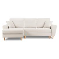 Smėlio spalvos iš boucle sulankstoma/su sandėliavimo vieta kampinė sofa (su kairiuoju kampu/su gultu) Kyoto – Cosmopolitan Design