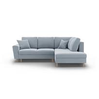 Šviesiai mėlynos spalvos iš velveto sulankstoma/su sandėliavimo vieta kampinė sofa (su dešiniuoju kampu/„L“ formos) Kyoto – Cosmopolitan Design