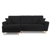 Juodos spalvos iš boucle sulankstoma/su sandėliavimo vieta kampinė sofa (su kairiuoju kampu/su gultu) Kyoto – Cosmopolitan Design
