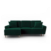 Žalios spalvos iš velveto sulankstoma/su sandėliavimo vieta kampinė sofa (su kairiuoju kampu/su gultu) Kyoto – Cosmopolitan Design