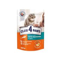 CLUB 4 PAWS PREMIUM "SU SKUMBRE PADAŽE". PILNAVERTIS DRĖGNI PAŠARAI SUAUGUSIOMS KATĖMS 100g.* 24vnt.