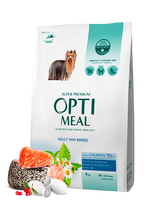 Optimeal™ Visavertis sausas gyvūnų pašaras miniatiūrinių veislių suaugusiems šunims su dideliu kiekiu lašišos 4kg.