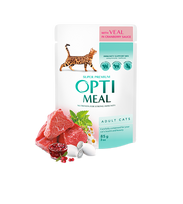 Optimeal™ Visavertis konservuotas ėdalas suaugusioms katėms su veršiena spanguolių padaže 0,85g. * 12vnt.