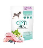 Optimeal™ Visavertis konservuotas pašaras suaugusiems šunims su triušiena ir mėlynėmis padaže 100 g. * 12vnt.