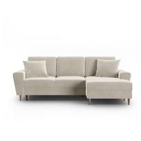Smėlio spalvos iš velveto sulankstoma/su sandėliavimo vieta kampinė sofa (su dešiniuoju kampu/su gultu) Kyoto – Cosmopolitan Design