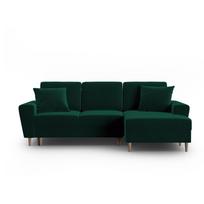 Žalios spalvos iš velveto sulankstoma/su sandėliavimo vieta kampinė sofa (su dešiniuoju kampu/su gultu) Kyoto – Cosmopolitan Design