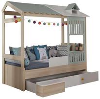 Vaikiška lova Kalune Design Ayder 842PRB1117, ąžuolo sp./ruda sp., su patalynės dėže, be čiužinio