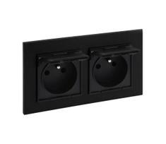 Legrand - Dviguba lauko kištukinė rozetė 250V/16A NILOE STEP IP44 juoda