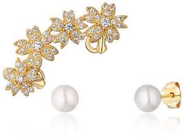 Jwl Luxury Pearls Gražus paauksuotų auskarų rinkinys (1x auskaras, 2x akmeninis auskaras) JL0780