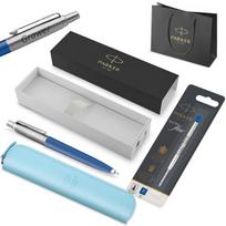 „Parker Jotter Originals“ tušinukas, mėlynas + dėklas, įdėklas, rankinė / Dovanėlė moksleiviui ar studentui su graviravimu