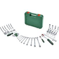 Bosch Powertools Advanced tool case, 132 pieces (green, with 2 reversible ratchets 1/4" and 1/2")