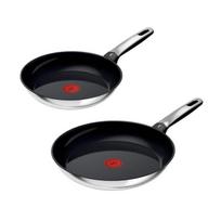 Tefal pan set Emotion stainless steel, 2 pieces (black/stainless steel, Ř 28cm, Ř 24cm)