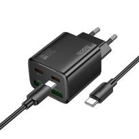 Hoco N56 charger 2x USB-C + 2 x USB A QC3.0 PD 3A 30W + cable USB-C to USB-C Black
