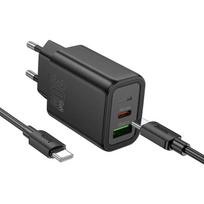 Hoco N63 Charger 30W GaN USB-C/USB-A + USB-C to USB-C cable 1.0m Black