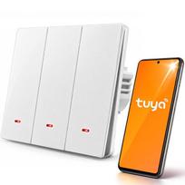 Qoltec Smart 3-Gang Light Switch | Wi-Fi | Timer| Tuya | Smart life | White