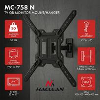 Maclean TV or Monitor Mount / Bracket, max. 23–65", max. load 30 kg, universal, max. VESA 400x400, MC-758 N