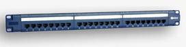 EmiterNet Panel 19", 24xRJ45 UTP cat.5e (1U) with shelf, blue (PoE)