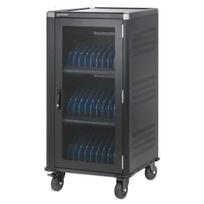 Manhattan Laptop Charging Cabinet Trolley/Cart via USB-C 65W 16" 30-bay, Suitable for USB-C laptops (to 16"), iPads, MacBooks, Chromebooks, other USB-C devices, Bays 395x32.5x290mm, USB-C charging cables included,Cabinet, UK & EU