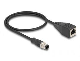 DeLOCK M12 Adapter Cable D-coded 4 pin male to RJ45 female 50 cm
