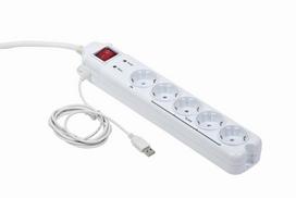 Gembird PCW-MS2G surge protector White 5 AC outlet(s) 250 V 1.8 m