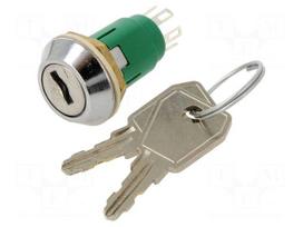 Switch: key switch | Stabl.pos: 2 | ON-ON | DPDT | Cutout: Ø16mm | 60°