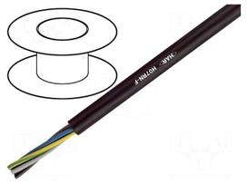 Wire | H07RN-F | 2x2.5mm2 | round | stranded | Cu | rubber | black | Class: 5