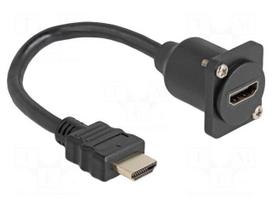 Cable | HDMI socket,HDMI plug | HDCP,HDR | Len: 0.2m | black | 30AWG