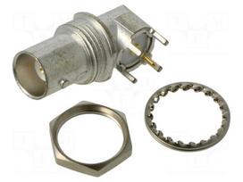 Connector: BNC | socket | female | coaxial | 50Ω | THT | PTFE | gold-plated
