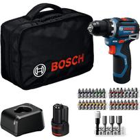 Bosch Powertools cordless drill/driver GSR 12V-32 Professional, 12Volt (blue/black, 2x Li-ion battery 2.0Ah, 36-piece accessory set, tool bag)