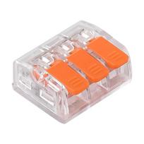 Elektros prekės // Wago jungtys // Zestaw 100szt szybkozłączek z dźwigniami do wszystkich rodzajów przewodów: sz-3d; 24a ; 450v;przewód elastyczny 0,2-1,5mm?,przewód sztywny 0,2-2,5mm?