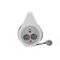 Prekės namams // Ilgintuvai // Przedłużacz zwijany 10m 31,5mm2, 16A, z zabezpieczeniem termicznym, 2XGNIAZDO WTYCZKOWE, 1xUSB-C, 1xUSB-A, SCHUKO