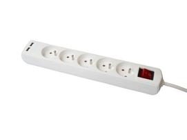 Prekės namams // Ilgintuvai // Przedłużacz z sześciokrotnym gniazdem z wyłącznikiem i usb,eco, 5x2p+z, 10a, 1,5m, biały