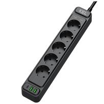 Elektros prekės // Maitinimo prailgintuvų, skirstytuvų ir UK bei USA adapterių rinkinys // Listwa przepięciowa, 5 gniazd 2p+z oraz gniazdami 2xusb a, 1xusb c, 3m, schuko ; kel