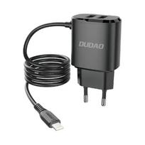 Dudao A2ProL tīkla lādētājs | 12W | USB-A, Lightning | Lightning vads komplektā | melns