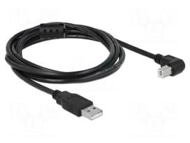 Cable | USB 2.0 | USB A plug,USB B plug 90° up/down | 2m | black
