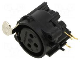 Connector: XLR | socket | female | PIN: 3 | angled 90° | THT | black | 6A
