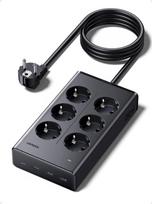 UGREEN S622 Extension Cord 1.3m 6 sockets with USB charger (3x USB-A max 15W, 1x USB-C max 20W) / black