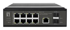 LevelOne IGP-1091 10-Port L3 Managed 2.5 Gigabit PoE Industrial Switch, 2 x 1G/10G SFP+ Uplinks, 8-Port PoE Outputs, Power Budget 480W, 802.3af/at/bt PoE, DIN-Rail, -40°C to 75°C