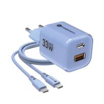 Forcell VT-41 F-Energy GaN III charger USB-C+USB-A QC4.0 PD 33W+cable USB-C - USB-C Blue