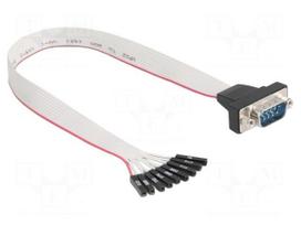 Cable | D-Sub 9pin plug,1pin pin header x9 | 0.3m | grey