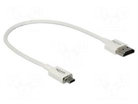 Cable | HDMI plug,micro HDMI plug | Len: 0.25m | white | 36AWG | metal
